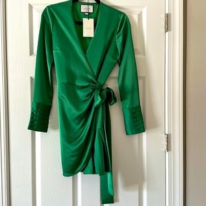 Alexis Green Satin Wrap Dress